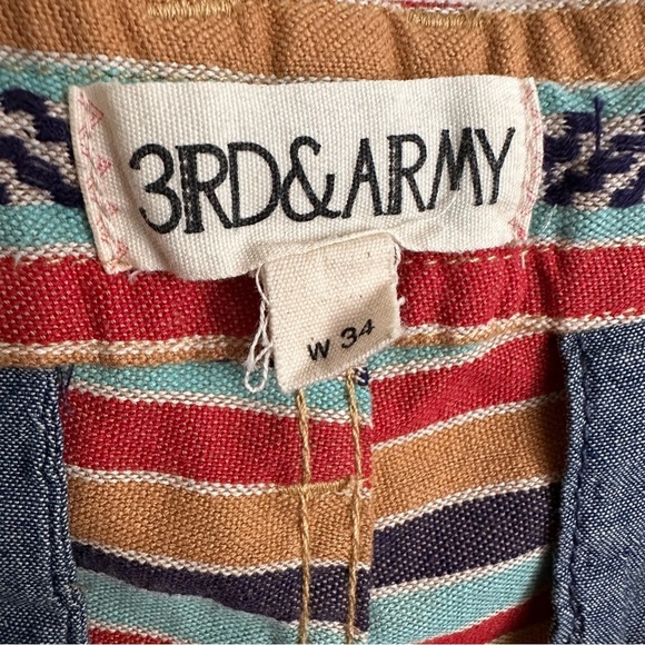 3RD & ARMY Southwest Stripe Drawstring Shorts Men’s Size 34 Boho Festival Style - Picture 5 of 16